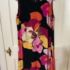 Anne Klein Sleeveless Shift Dress Black Orange Pink Size 16W